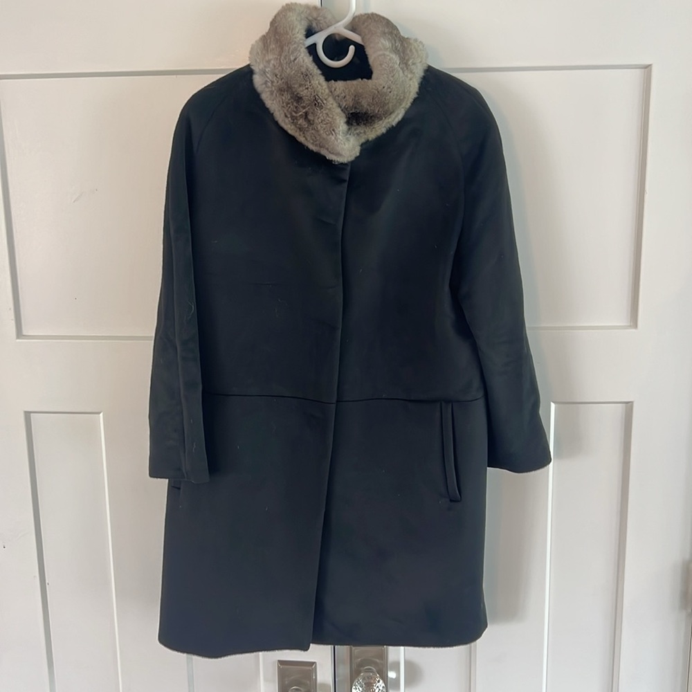 Cinzia Rocca Icons Black Coat with Fur Collar